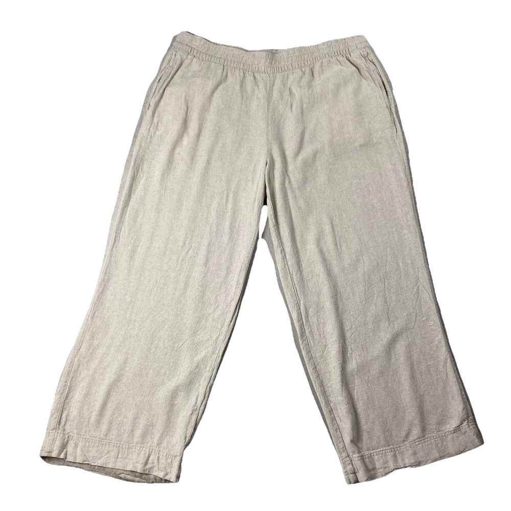 Old Navy High Rise Wide Leg Linen Blend Pants Beige Women XL Coastal Chic Resort